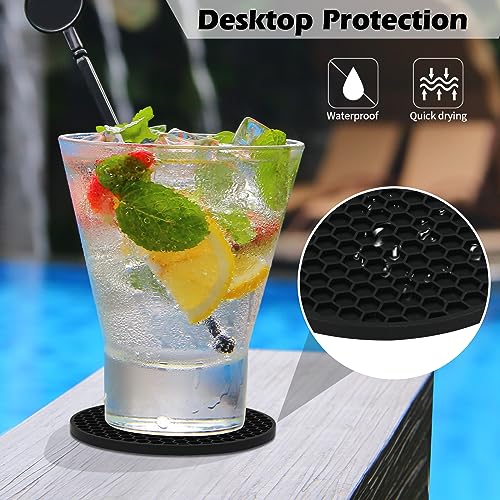 TWTLi Silicone Coasters Set of 8 with Holder,Coasters for Drinks,Beer,Coffee Coasters,Suitable for Kinds Cups,Hot or Cold,Anti-SLI,Non-Stick,Anti-Overflow Tabletop Protection and Decor (8 Pcs, Black) - Image 5