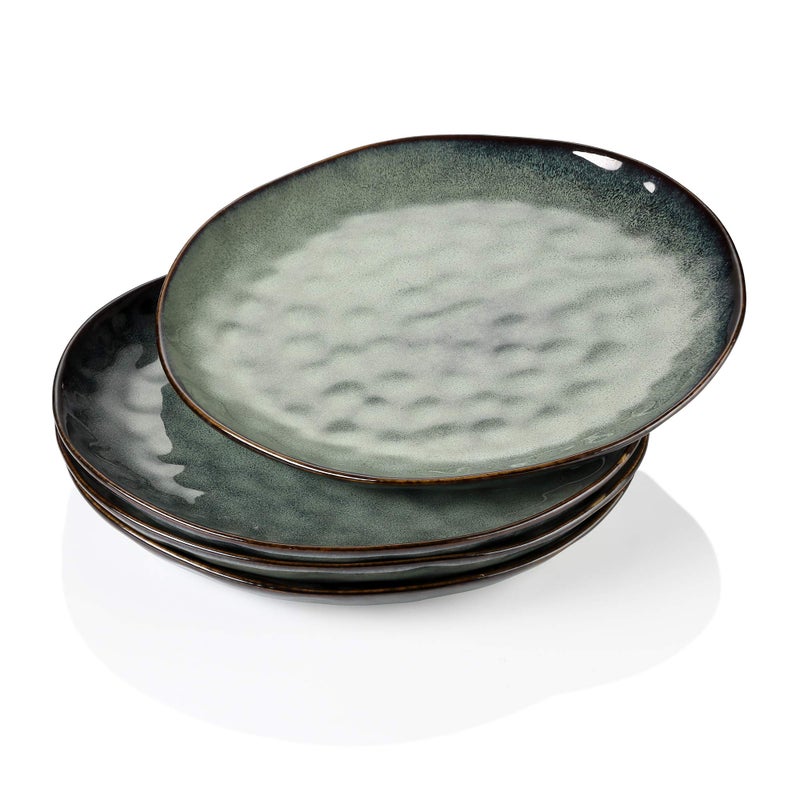 vancasso Dinner Plates Set 105 Inch ScratchResistant Ceramic Plate Microwave Oven and Dishwasher Safe Dinner Plates Set of 4 Reactive Glaze and Vintage Green Look