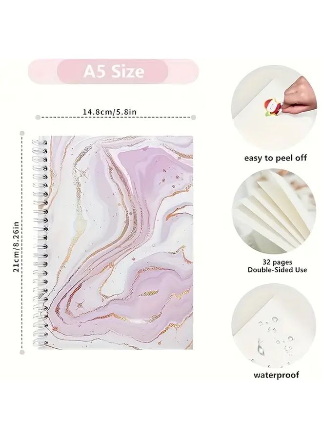 Vintage A5 Reusable Sticker Collecting Book Blank Storage Album With Perforated Pages Durable Spiral Binding - Image 2