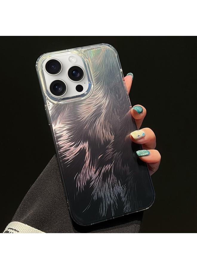 Green Tiger For iPhone 12 Pro Foxtail Bronzing Laser Gradient Phone Case(Black)