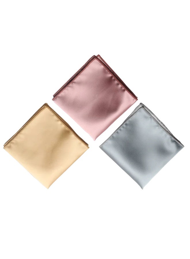 زوفيرنو كلاسيكو مناديل جيب رجالية سادة من زوفرنو كلاسيكو – عبوة ٣ قطع (٢٣×٢٣ سم) بلمسة حريرية – لإطلالات رسمية وكاجوال مع علبة هدية (وردي/ذهبي/فضي) - Image 1