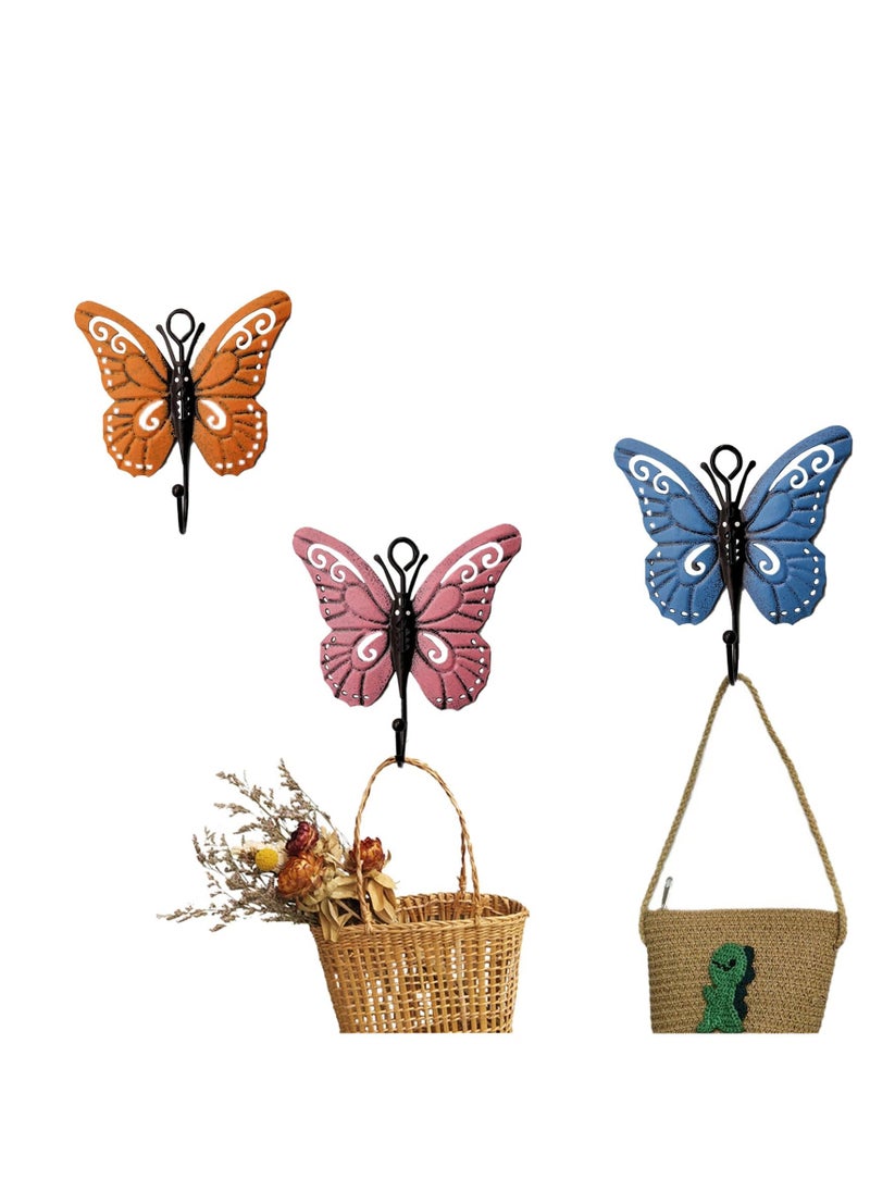 SYOSI - Butterfly Wall Mounted Hooks, 4 Pcs Butterfly Decorative Wall Hooks, Metal Mounted Wall Hook, Coat Rack Wall Mount Towel Hooks, Creative Butterfly Iron Hook for Hanging Clothes Towels Keys - Image 1