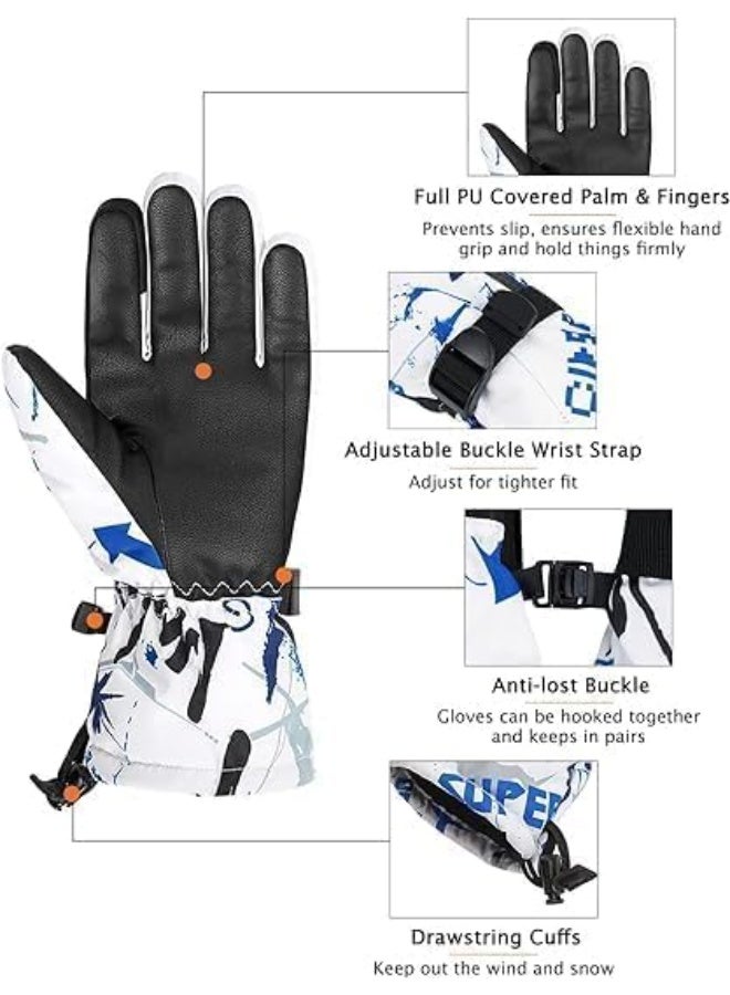 Uzi BEETO Snow Gloves for Kids, Womens Mens Girls Boys Winter Gloves Waterproof Youth Ski Gloves, Touchscreen Sport Mittens - Image 3
