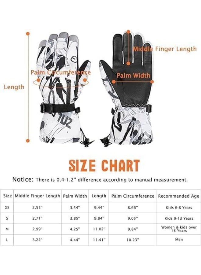 Uzi BEETO Snow Gloves for Kids, Womens Mens Girls Boys Winter Gloves Waterproof Youth Ski Gloves, Touchscreen Sport Mittens - Image 2