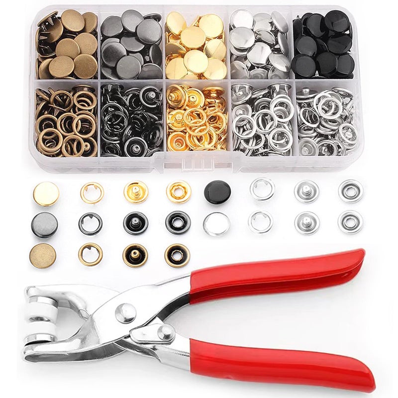 MIFOLEU 100 Sets Snaps For Fabric  Mifoleu Metal Snaps Buttons With Fastener Pliers Press Tool Kit Perfect For Diy Crafts Clothes Hats And Sewing  Snap Button Fasteners Kit For Clothing Sewing(9.5Mm/400 Pcs) - Image 1