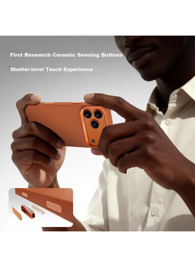 Defense Suitable For Apple 17 Pro Phone Case, Leather Lightweight Shockproof Iphone 17 Pro Protective Case, Magnetic Anti-sweat Full Coverage Star Orange - Image 2
