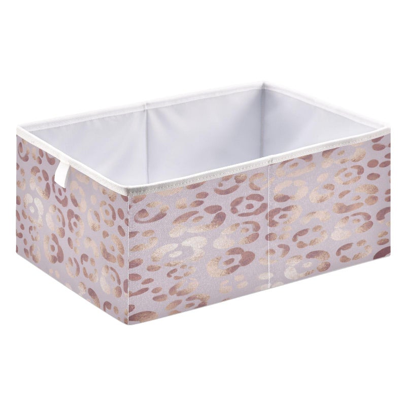 Bolaz Leopard Print Cheetah Rose Gold Closet Organizers Storage Cubes Storage Bins Shelf Baskets Containers for Home Kids Room Toys OfficeRectangle - Image 2