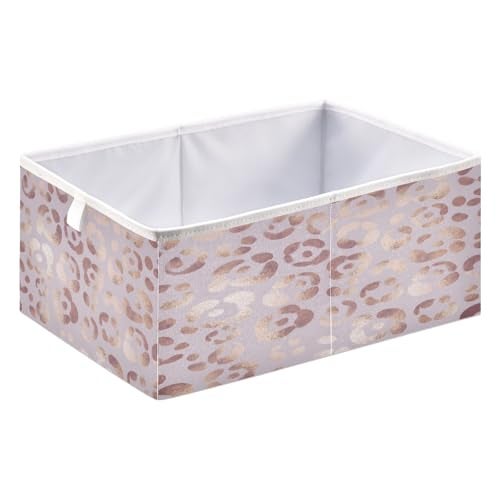 Bolaz Leopard Print Cheetah Rose Gold Closet Organizers Storage Cubes Storage Bins Shelf Baskets Containers for Home Kids Room Toys OfficeRectangle - Image 1