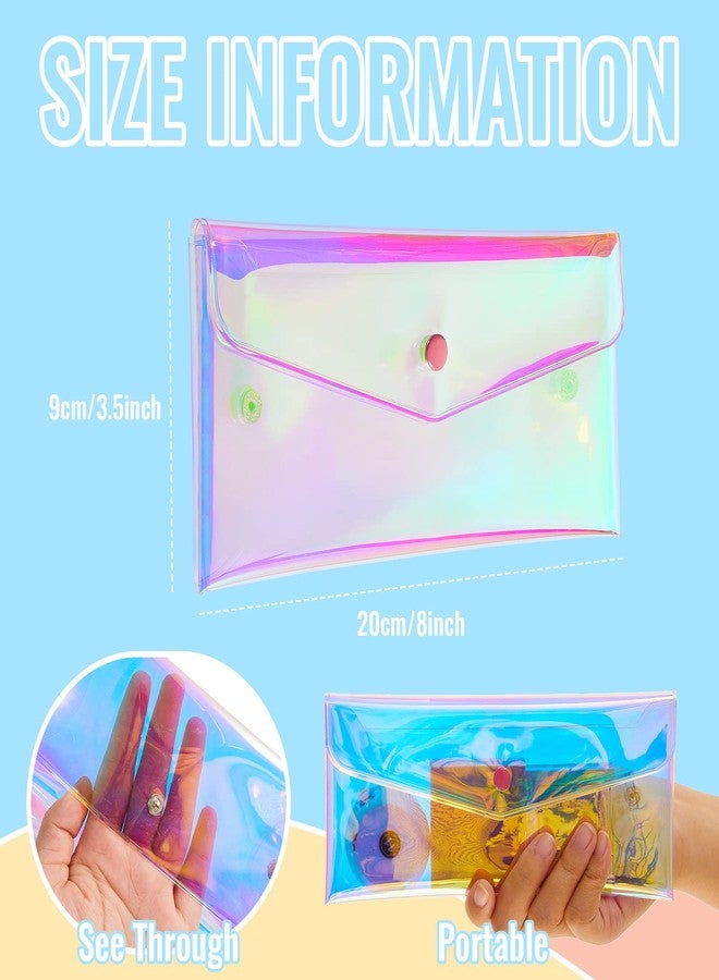 Patelai 3 Pcs Holographic Makeup Bag Iridescent Pencil Pouch Clear Transparent Small Iridescent Waterproof Cosmetic Bag Make up Envelop Organizer Case Travel Clear Coin Purse for Women(Medium) - Image 2