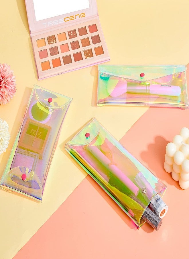 Patelai 3 Pcs Holographic Makeup Bag Iridescent Pencil Pouch Clear Transparent Small Iridescent Waterproof Cosmetic Bag Make up Envelop Organizer Case Travel Clear Coin Purse for Women(Medium) - Image 5