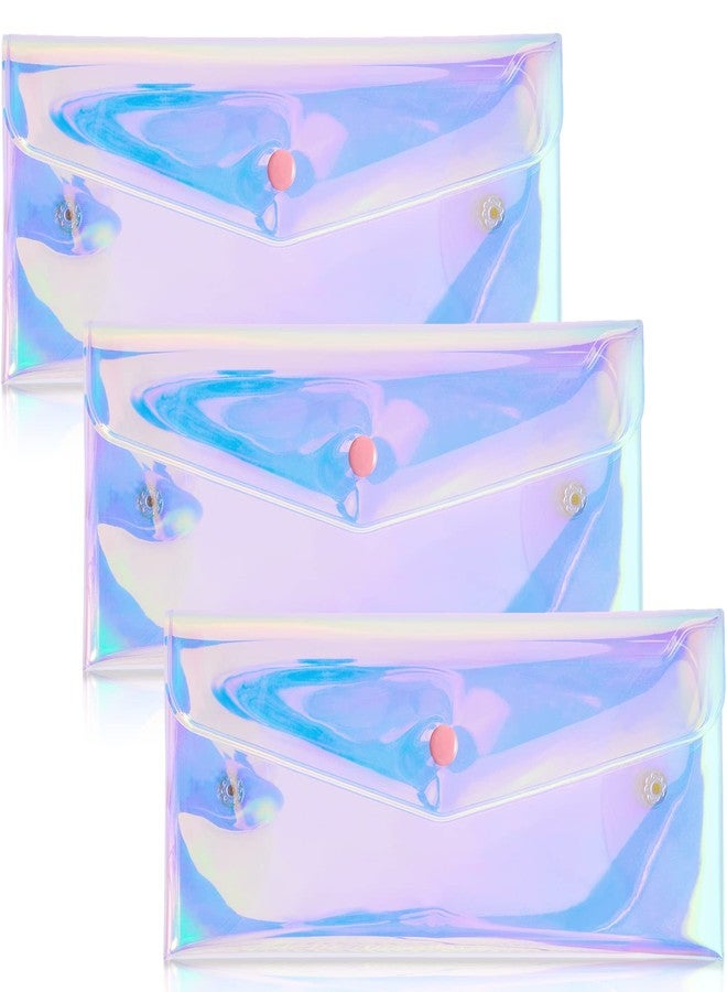 Patelai 3 Pcs Holographic Makeup Bag Iridescent Pencil Pouch Clear Transparent Small Iridescent Waterproof Cosmetic Bag Make up Envelop Organizer Case Travel Clear Coin Purse for Women(Medium) - Image 1