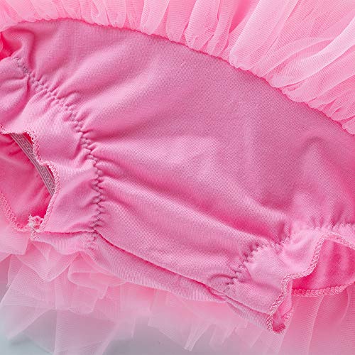 elamccor Baby Girls'Tutu Skirt with Shorts Newborn Toddler Tulle Skorts 0-24 Months Pink - Image 4