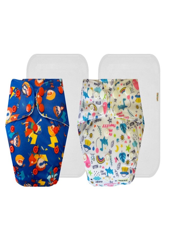 حفاضات قماشية فاخرة من دمبلدو مع حشوة قطنية (عبوة من قطعتين) | مضادة للحساسية | وسادة ماصة بست طبقات | مناسبة للسفر | مثالية للأطفال الصغار | من 3 أشهر إلى 3 سنوات | للجنسين - Image 1