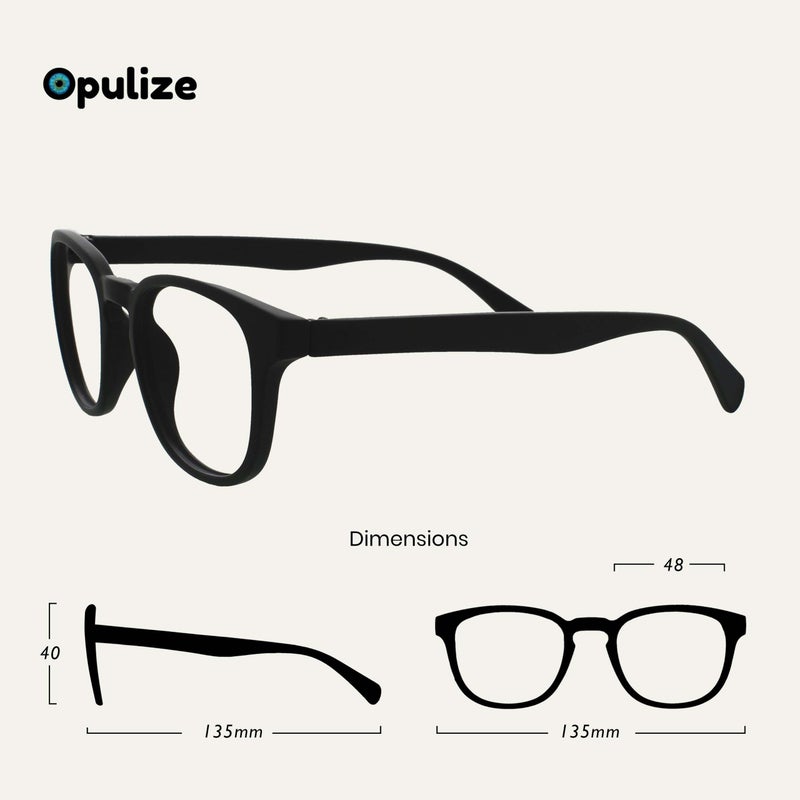 OPULIZE POP Reading Glasses for Women Men,Scratch Resistant Round Matt Frame with Spring Hinges, Black +2.00 (Pack of 1) - Image 2