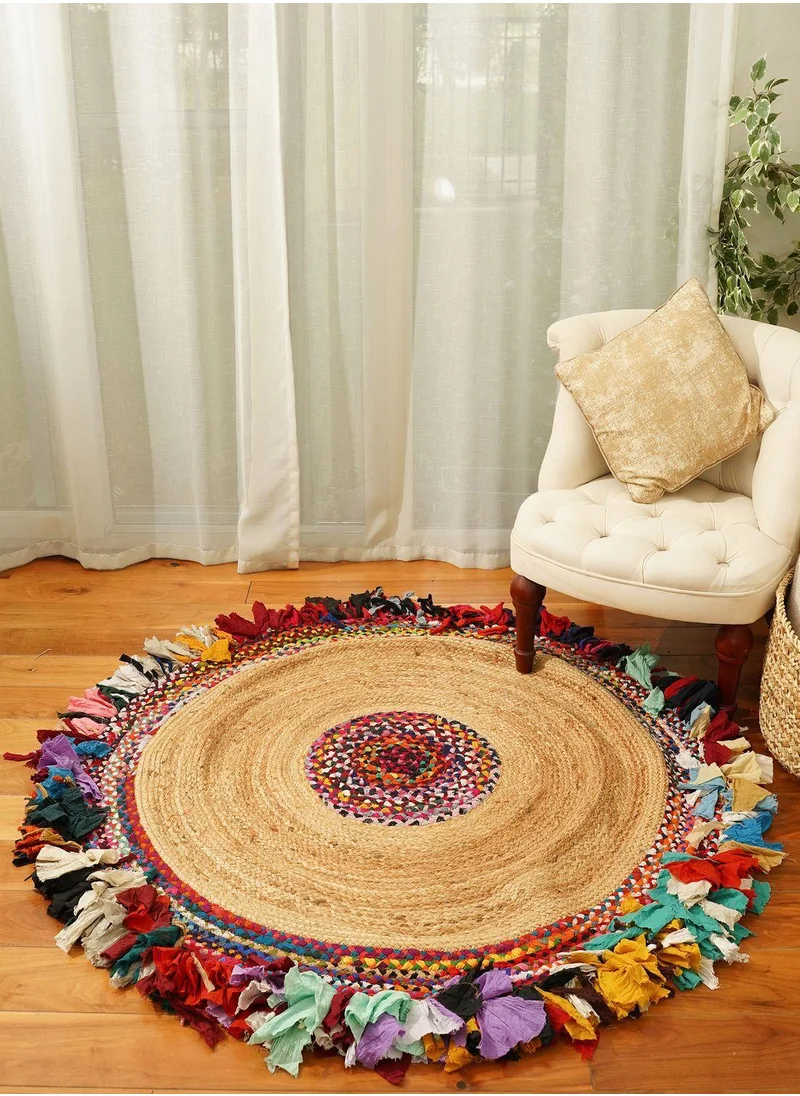 Ayra Jute Round Rug Carpet with Tassels