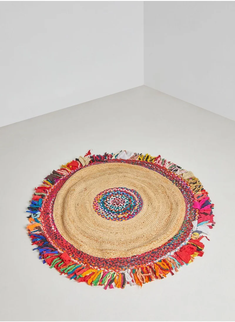 Ayra Jute Round Rug Carpet with Tassels