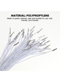 SUPVOX 100Pcs Elastic Barbed Cords Elastic Loop Stretch Thread String With Metal Barbs Fastener For Mask Making Book Binding (White)  - Image 4