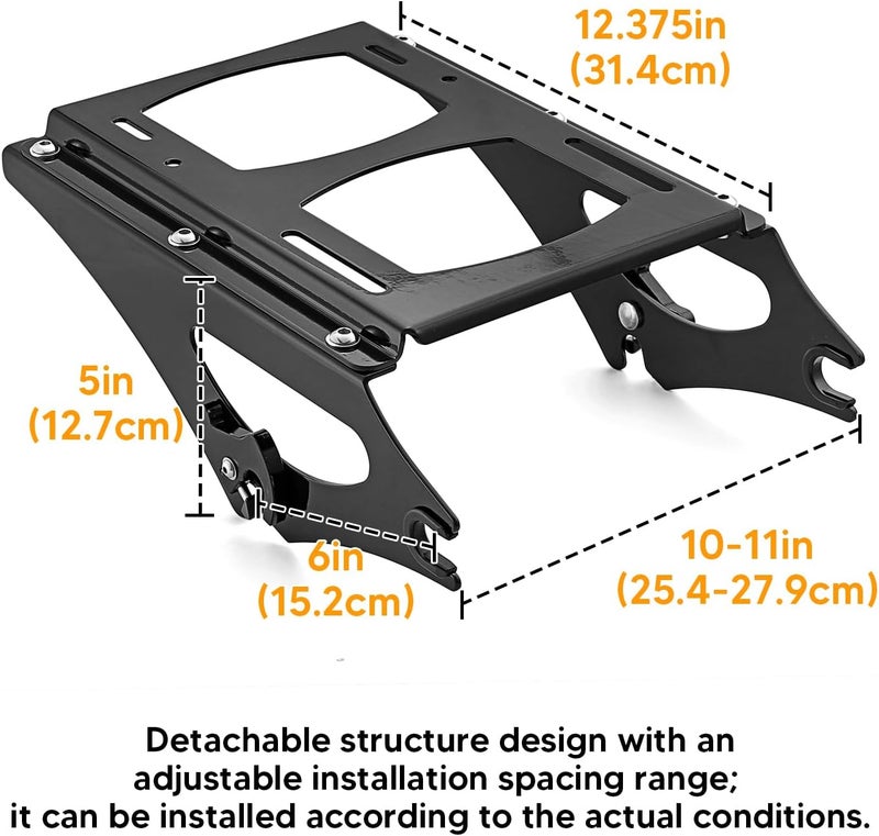 MoFun Detachable Tour Pack Mounting Rack Trunk Mount Compatible with Harley Touring Road King Electra Road Street Glide 2009-2013 - Image 3
