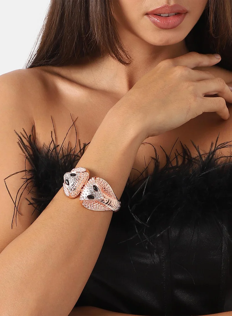 سوهي سوار رأس الأفعى مزين - الذهب الوردي