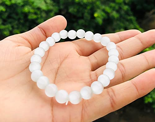 CRYSTALMIRACLE Powerful Selenite Beaded Round Bracelet Crystal Healing Fashion Jewelry Men Women Gift Handcrafted Accessory Wellness - Image 5