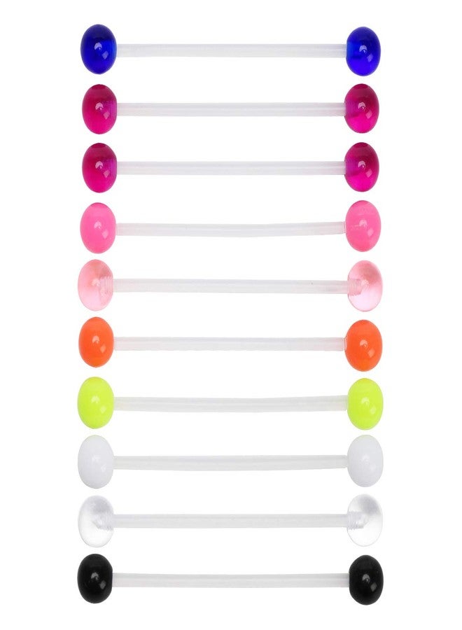 CrazyPiercing 10 Pcs Industrial Barbell Earrings 14G Bioflex Cartilage Earring Body Piercing Jewelry 38mm Bar Colorful Acrylic Balls - Image 2