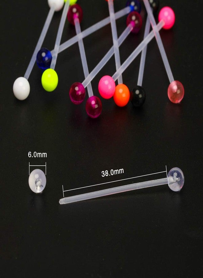 CrazyPiercing 10 Pcs Industrial Barbell Earrings 14G Bioflex Cartilage Earring Body Piercing Jewelry 38mm Bar Colorful Acrylic Balls - Image 3
