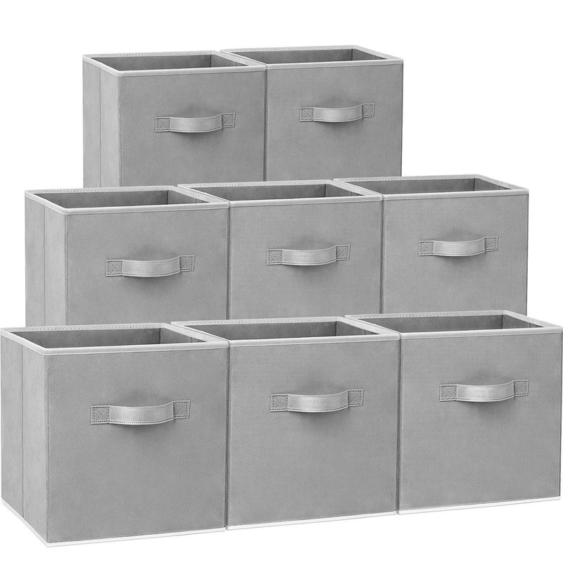 Criusia Storage Cubes - 11 Inch Heavy Duty Fabric Storage Bins for Shelves Closet, Cube Organizer - 8 Pack Collapsible Cube Storage Bins Baskets for Organizing Clothes Blankets Toys (Grey) - Image 1