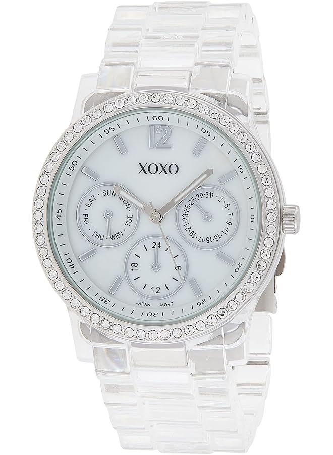 XOXO Women's XO5529 Clear Bracelet with Rhinestones on Silver Case Watch - Image 1