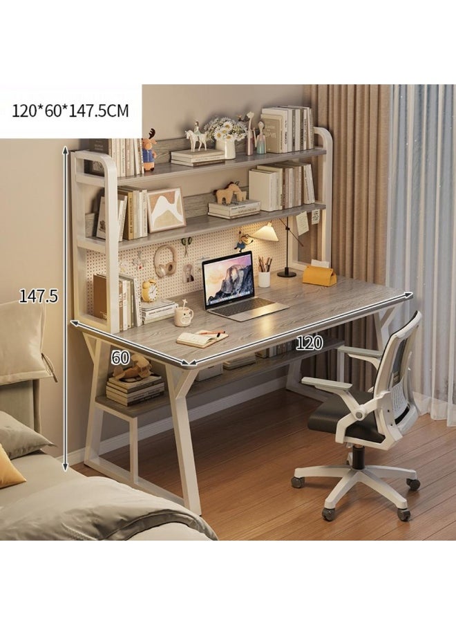 مكتب ألعاب ومكتب متعدد الأغراض - طاولة كمبيوتر مريحة مقاس 120 × 60 سم مع رفين للتخزين، تصميم موفر للمساحة، رمادي