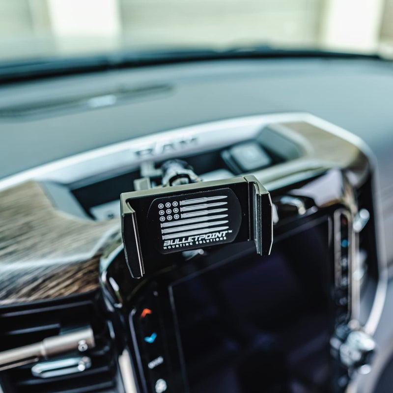 Bulletpoint Dash Cell Phone Holder For RAM Truck (2019+ 1500, 2500, 3500 and TRX) with 20mm Single Ball Mount - Compatible with iPhone and Android Smartphones - Image 2
