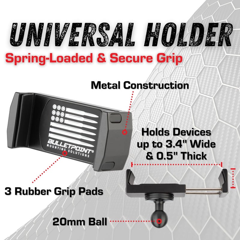 Bulletpoint Dash Cell Phone Holder For RAM Truck (2019+ 1500, 2500, 3500 and TRX) with 20mm Single Ball Mount - Compatible with iPhone and Android Smartphones - Image 5