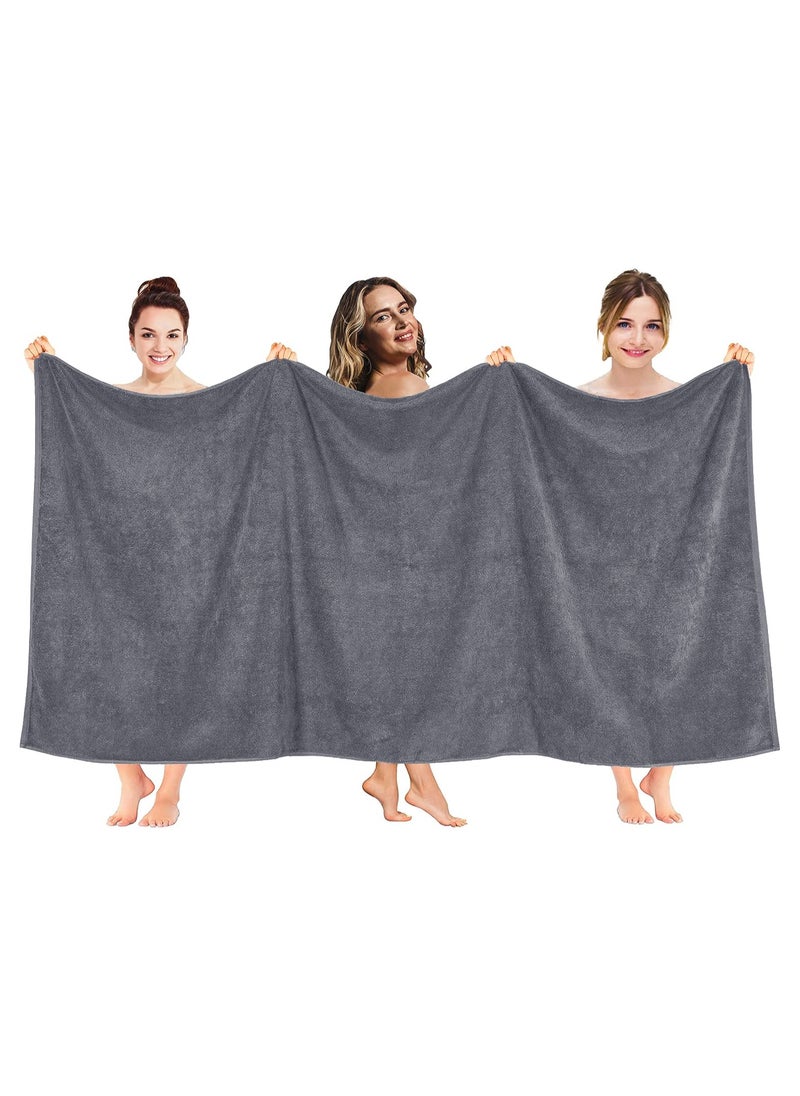 Fabienne Over-Sized Beach Towel 100x200cm Microfiber Extra Large Bath Sheet Pool Towel Yoga Towel Spa Towel Soft, High Absorption and Quick-Drying Grey  - Image 2