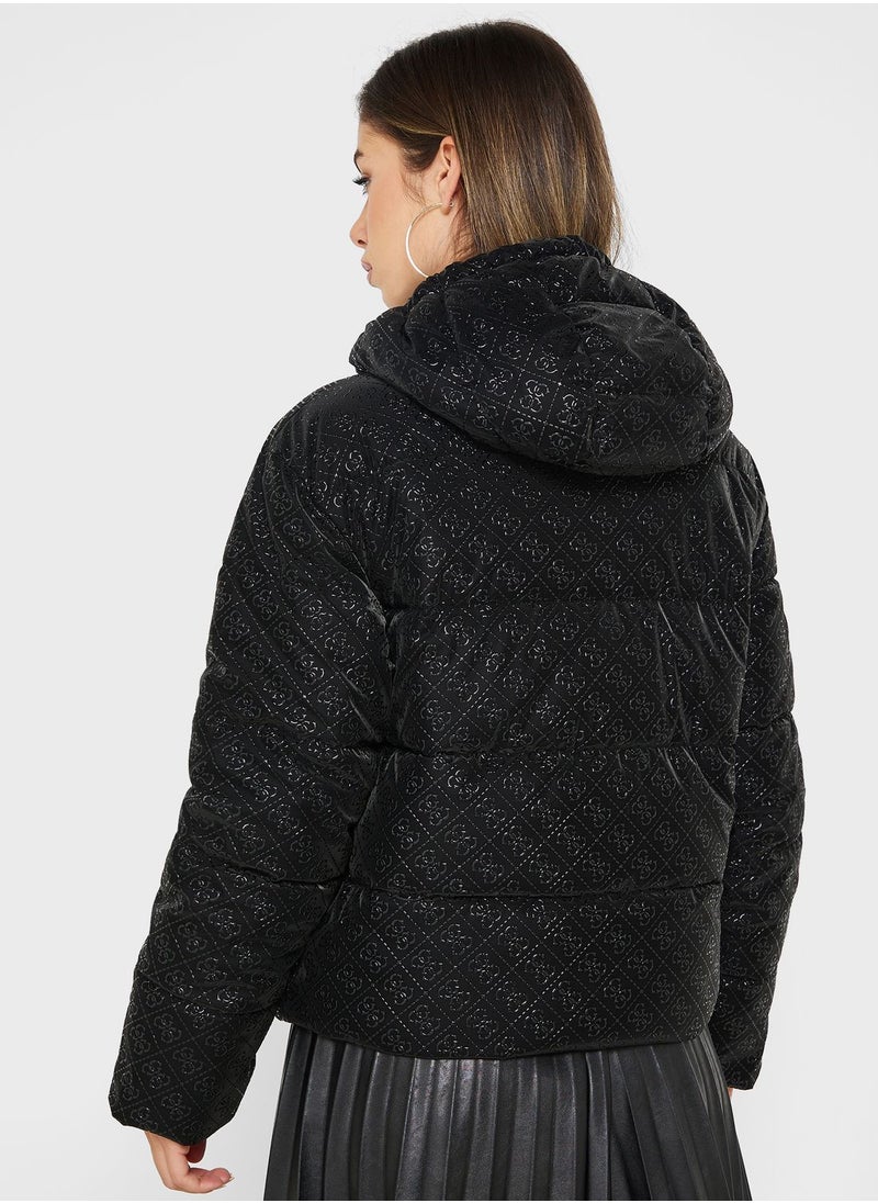 GUESS - Zip Through Printed Hoodie - Image 1