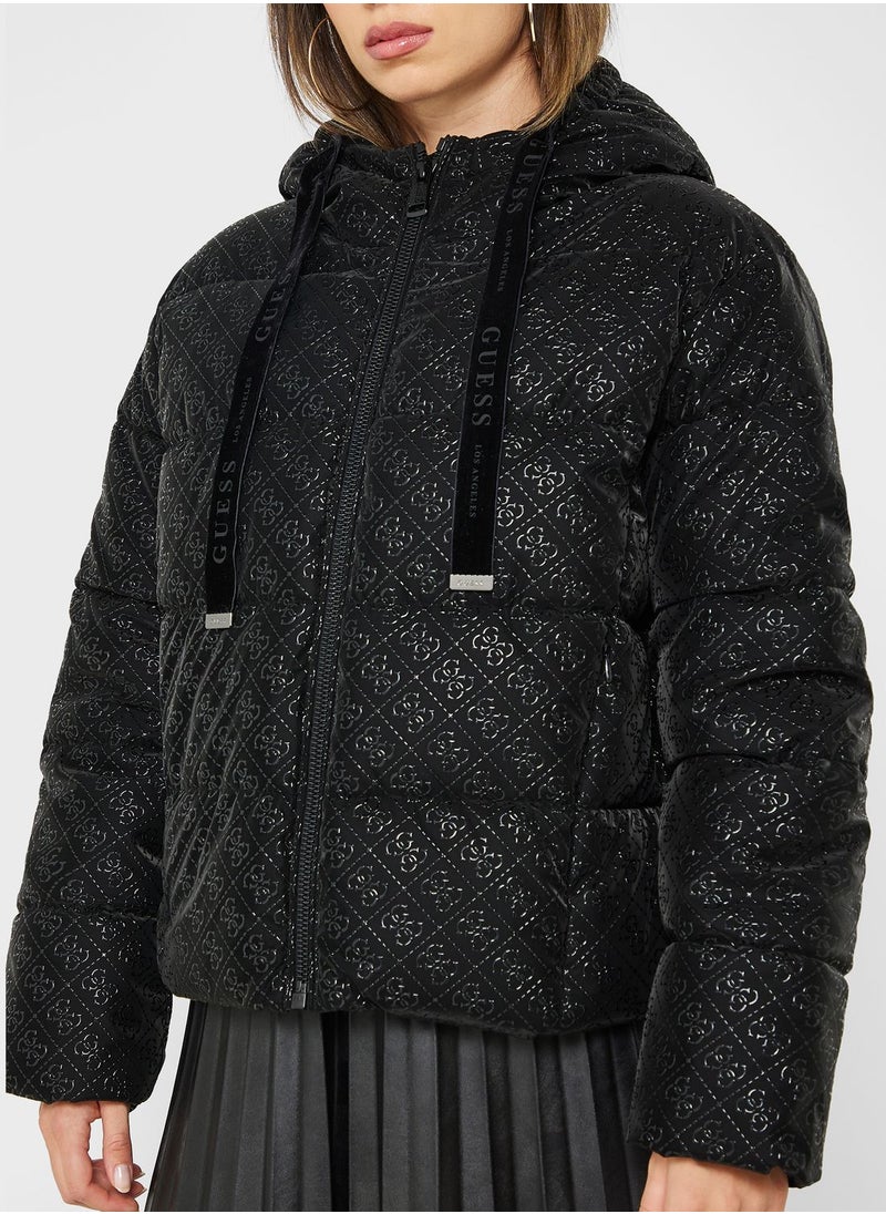 GUESS - Zip Through Printed Hoodie - Image 1