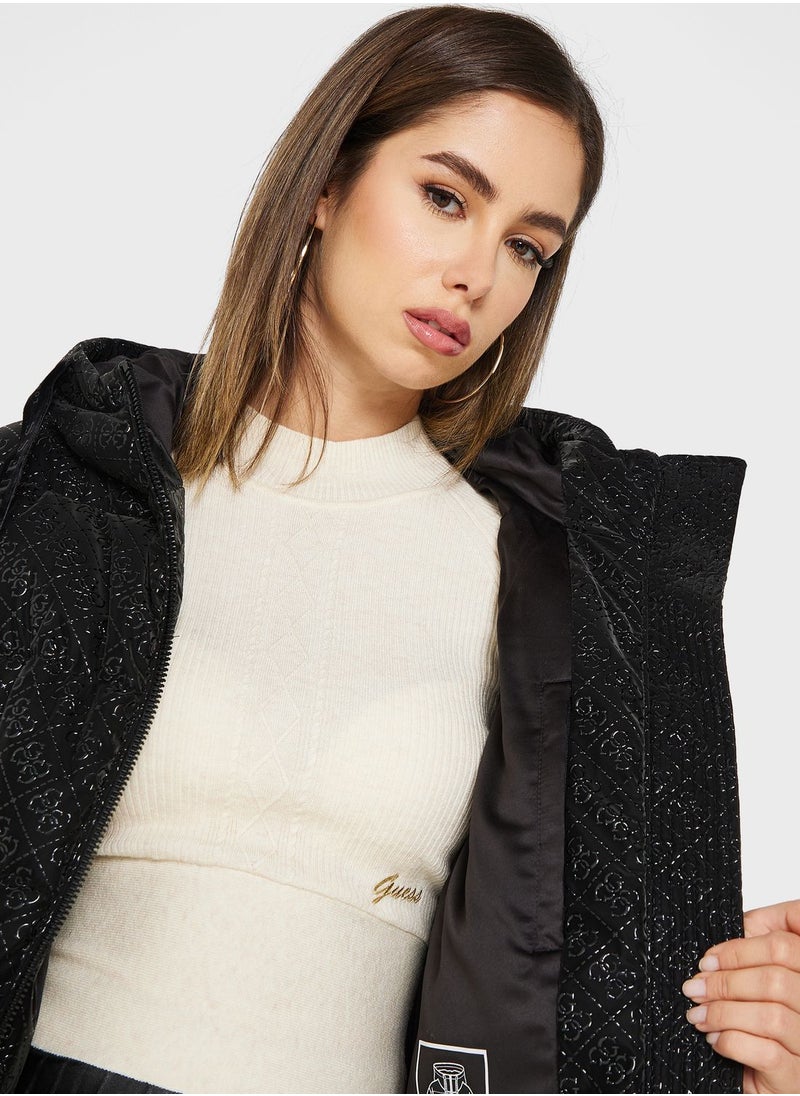 GUESS - Zip Through Printed Hoodie - Image 1