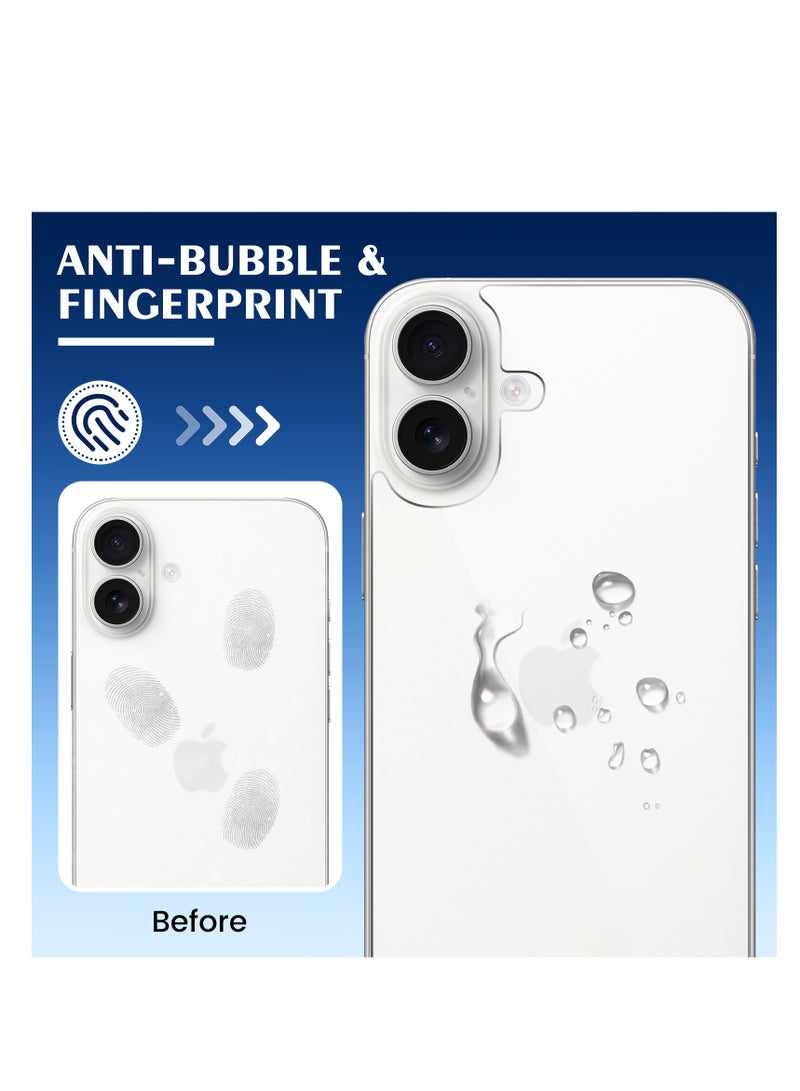 3 in 1 Screen Protector for iPhone 16, Front and Back Tempered Glass Screen Protector, Camera Lens Protector Ultra Thin Bubble Free(6.1 inch) - Image 2