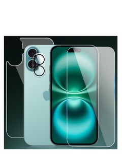 3 in 1 Screen Protector for iPhone 16, Front and Back Tempered Glass Screen Protector, Camera Lens Protector Ultra Thin Bubble Free(6.1 inch)