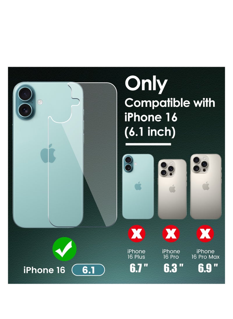 Generic 3 in 1 Screen Protector for iPhone 16, Front and Back Tempered Glass Screen Protector, Camera Lens Protector Ultra Thin Bubble Free(6.1 inch)  - Image 2