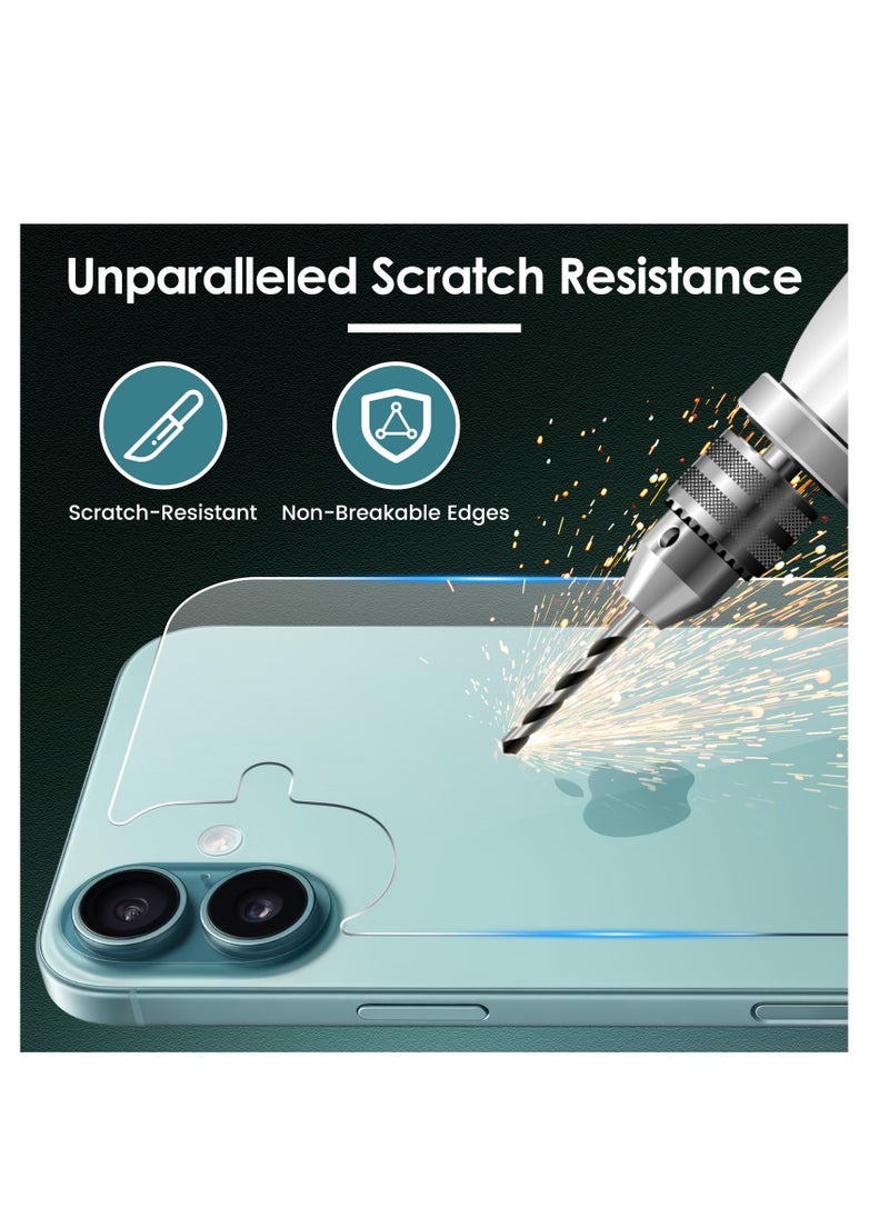 Generic 3 in 1 Screen Protector for iPhone 16, Front and Back Tempered Glass Screen Protector, Camera Lens Protector Ultra Thin Bubble Free(6.1 inch)  - Image 3