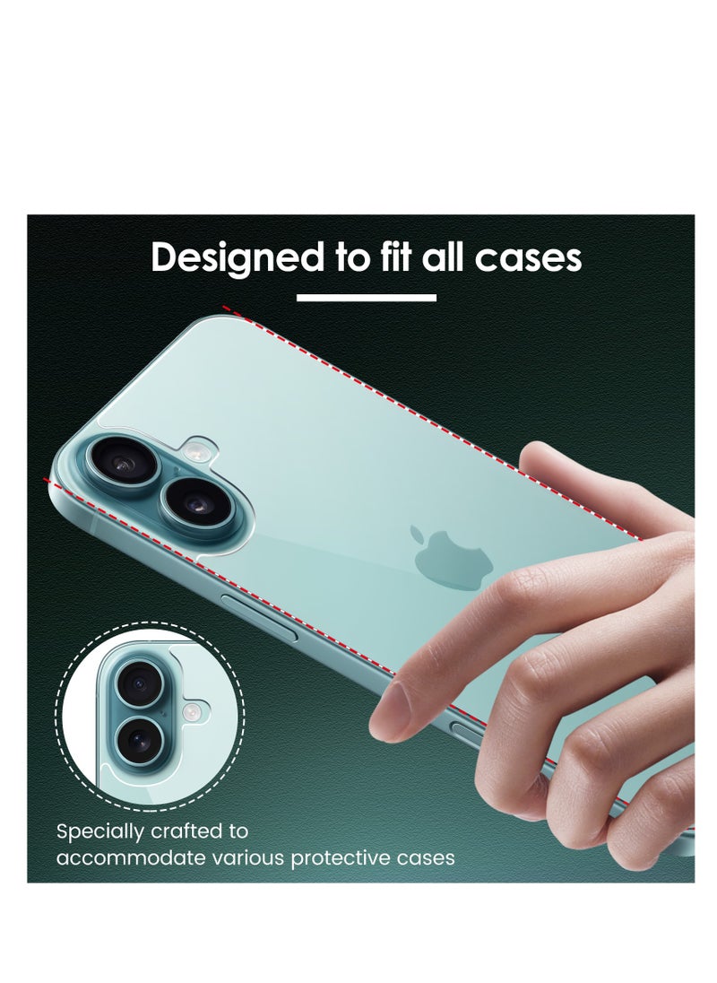 Generic 3 in 1 Screen Protector for iPhone 16, Front and Back Tempered Glass Screen Protector, Camera Lens Protector Ultra Thin Bubble Free(6.1 inch)  - Image 5