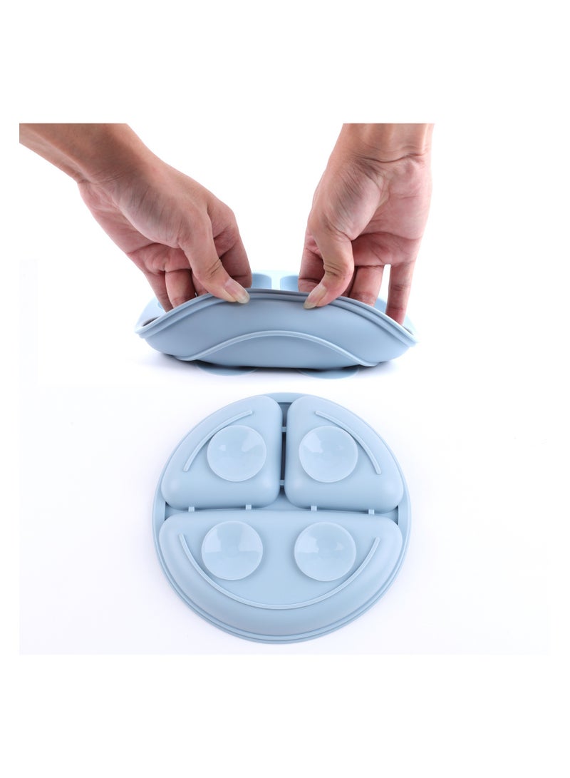طقم أدوات مائدة سيليكون للأطفال (صينية طعام أطفال، أدوات مائدة، صينية + حامل اللعاب + شوكة وملعقة + كوب ماء + غطاء) طقم بيج خمس قطع - Image 3