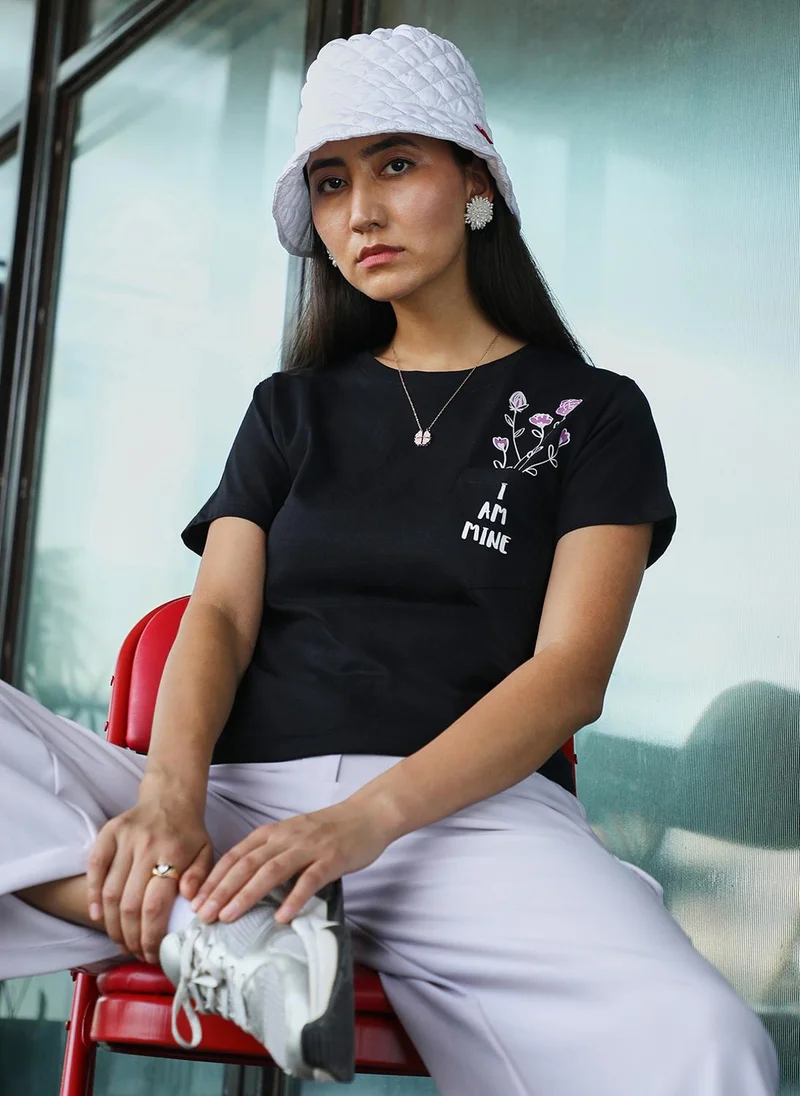 PINACOLADA  Women's Jet Black I Am Mine Top for Women | Best Price UAE