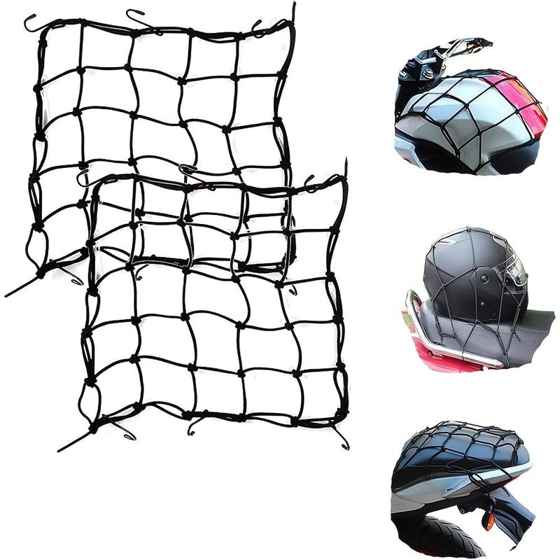 Black Motorcycle Luggage Net 5 Pack 6 Hooks Elastic Mesh Cargo Net For Fuel Tank Trunk Bicycle Rear Rack Safety Protection - Image 1