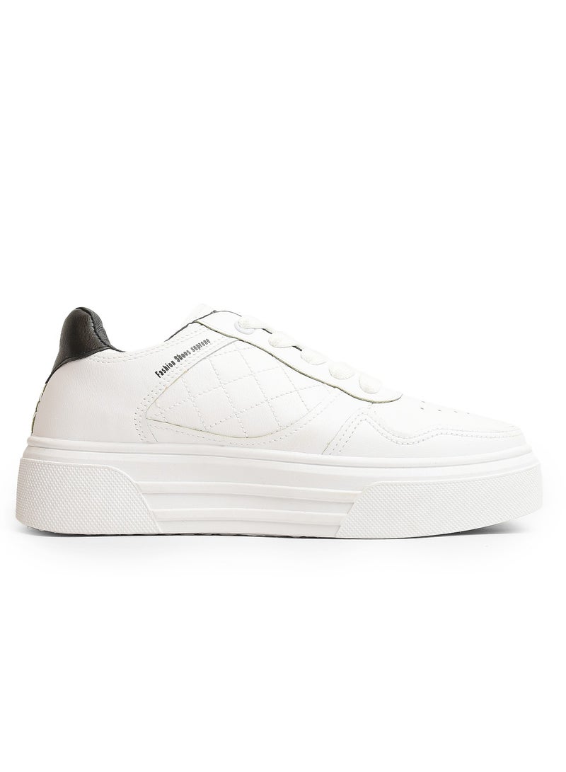 Desert - Chic And Comfy , Women's Side Colored Flat Sneakers - Image 1