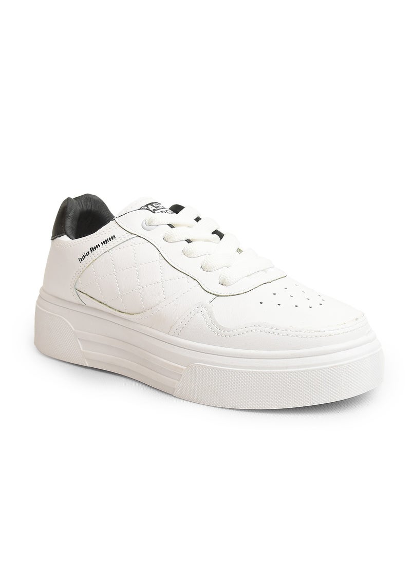 Desert - Chic And Comfy , Women's Side Colored Flat Sneakers - Image 1