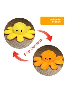Large Cute Mood Octopus Hand Warmer Pillow Reversible Face Doll Eight Claw Flip Head Cover Stuffed Toy Doll-Color:Yellow To Orange-Height:1.6m [large Lazy Sofa That Can Be Pulled Over, Get 20cm Of The Same Style] [can Be Flipped On Both Sides]