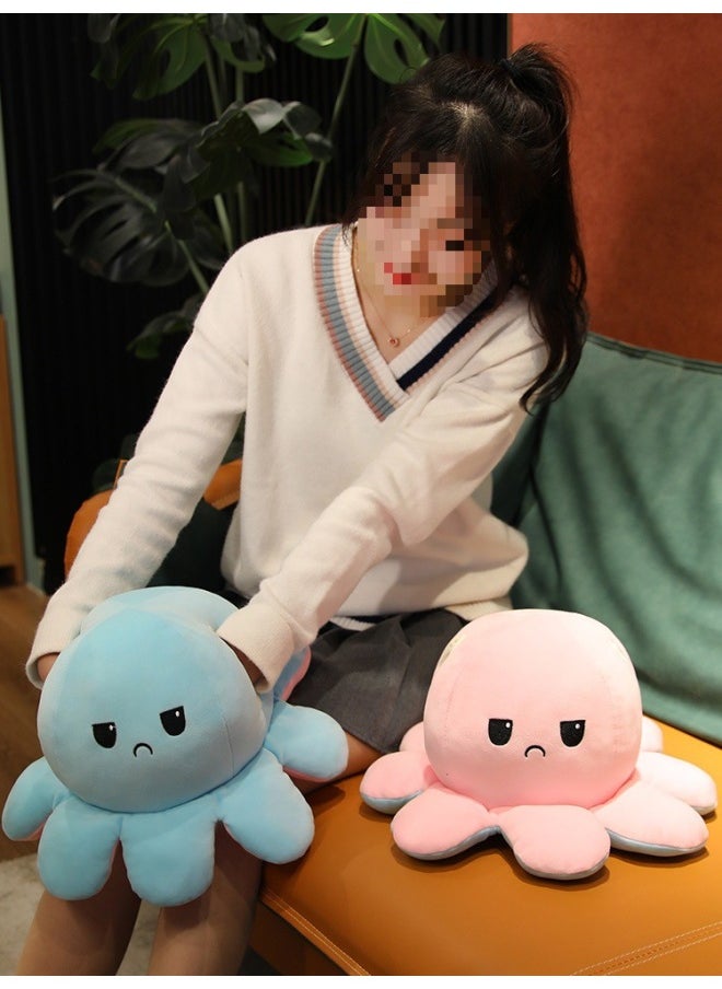 Generic - Large Cute Mood Octopus Hand Warmer Pillow Reversible Face Doll Eight Claw Flip Head Cover Stuffed Toy Doll-Color:Yellow To Orange-Height:1.6m [large Lazy Sofa That Can Be Pulled Over, Get 20cm Of The Same Style] [can Be Flipped On Both Sides] - Image 1