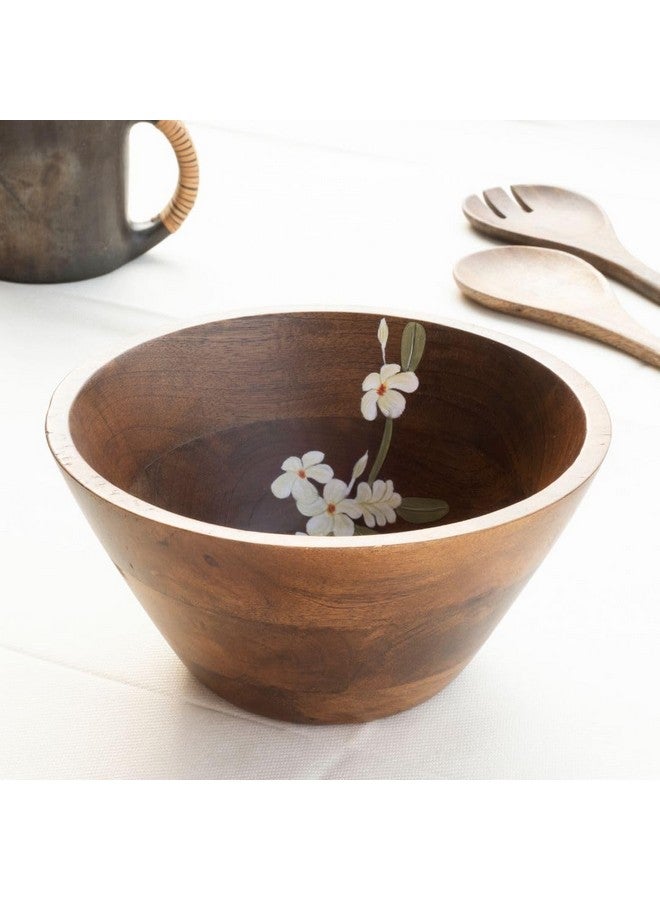 Aurum Crafts Aurum Crafts Bella Mango Wood Salad Bowl | Wooden Serving Bowl | Mixing Bowls for Kitchen | Chef Decorative Bowl for Soup Serve-Ware & Snacks (9 x 9 x 4.5 in) (Brown)  - Image 2