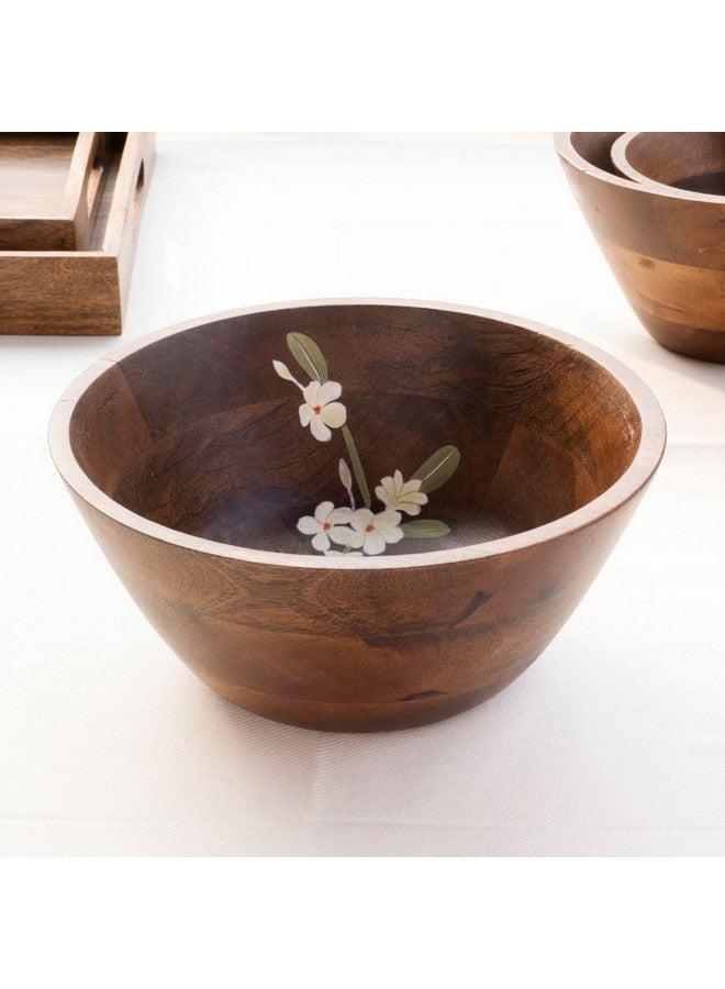 Aurum Crafts Aurum Crafts Bella Mango Wood Salad Bowl | Wooden Serving Bowl | Mixing Bowls for Kitchen | Chef Decorative Bowl for Soup Serve-Ware & Snacks (9 x 9 x 4.5 in) (Brown)  - Image 1