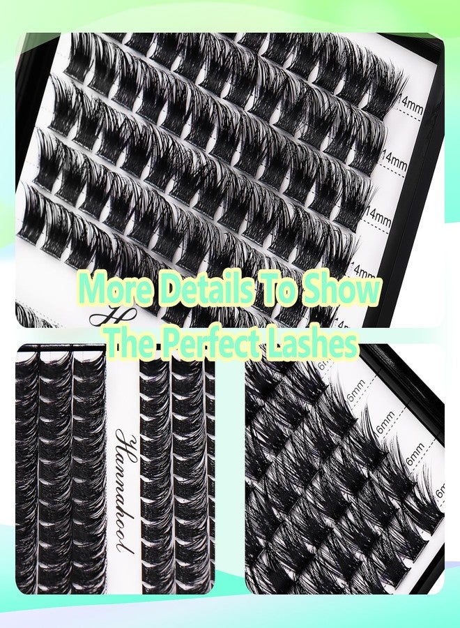 Hannahool 12rows-Large Tray Mixed 8-10-12-14-16mm/Mixed 14-15-16mm/Mixed14mm-16mm/Mixed 18-20mm Wide Stem Individual False Eyelashes Dramatic Black Cluster Eyelashes (mixed14mm-16mm) - Image 5